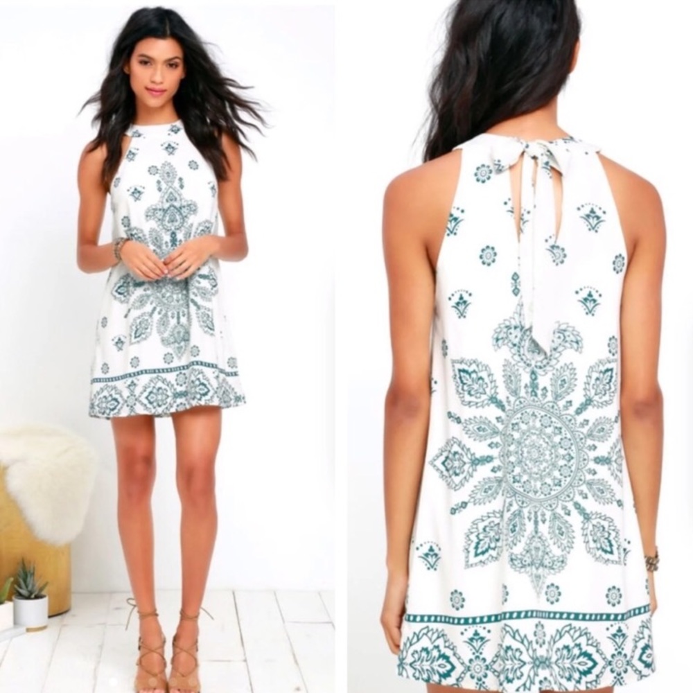 White pattern boho chic dress